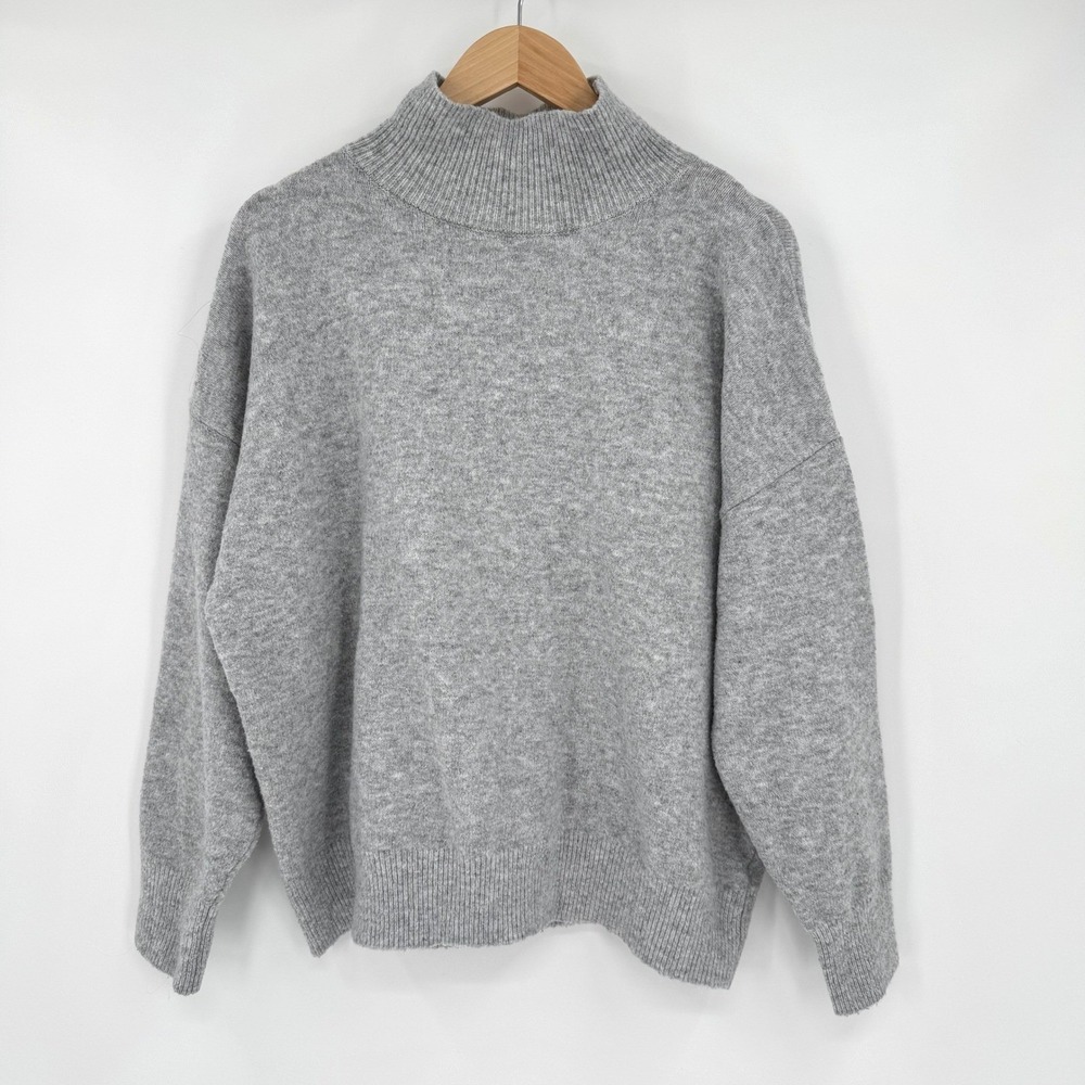 INDUSTRY Heather Grey Long Sleeve‎ Mock Neck Wool Blend Sweater Women's L